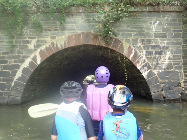 Entering the aqueduct which carries the C&O Canal at Pennyfield Lock